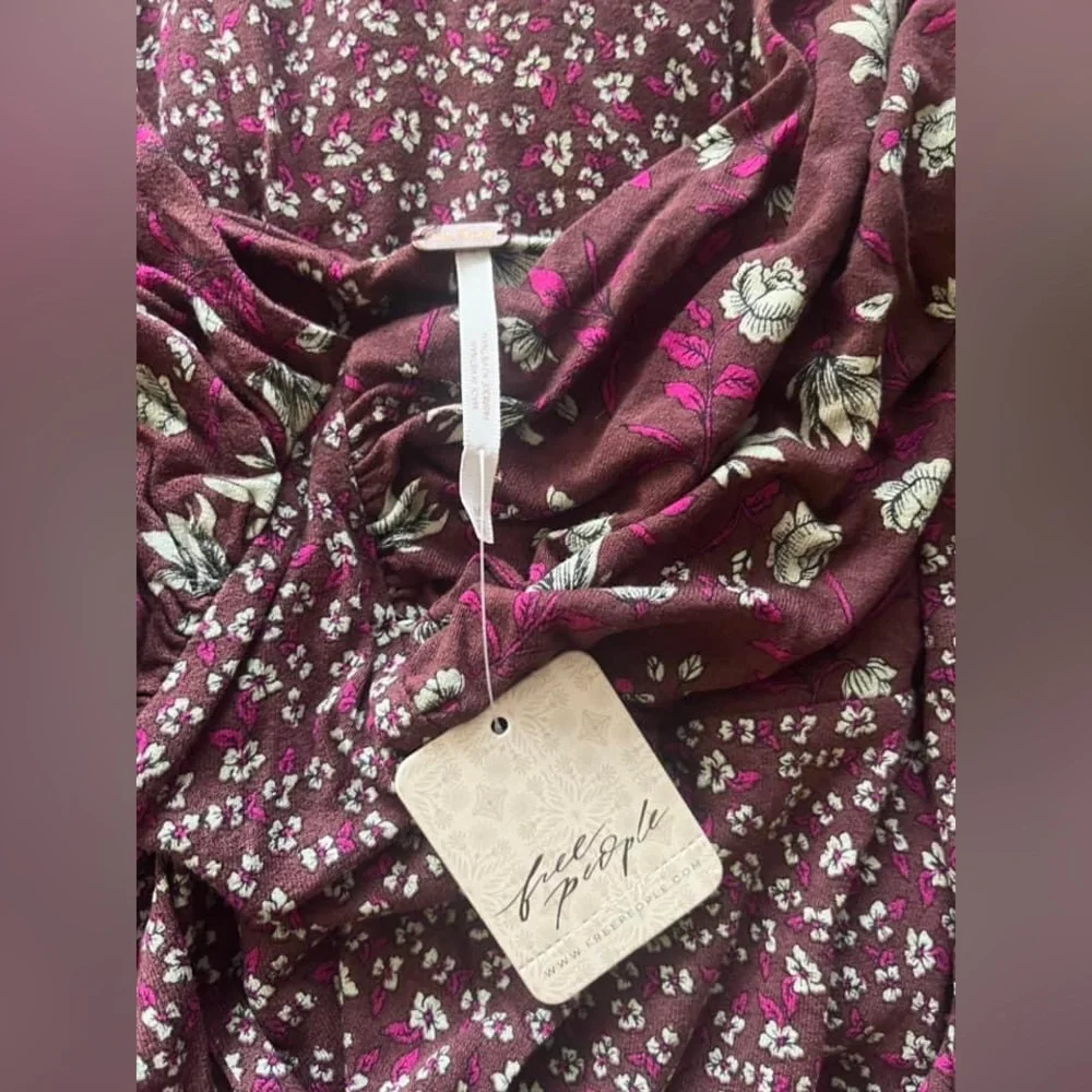 NEW Free People Women Love Story Maxi Dress Raisin Combo Burgundy Brown Floral M - Picture 13 of 16